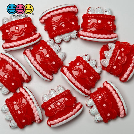 Fake Strawberry Birthday Cake Valentine’s Day Red White Pink Flatback Cabochons Decoden Charm 10