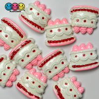 Fake Strawberry Birthday Cake Valentine’s Day Red White Pink Flatback Cabochons Decoden Charm 10