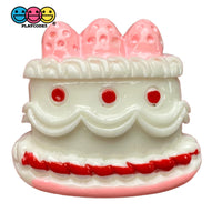Fake Strawberry Birthday Cake Valentine’s Day Red White Pink Flatback Cabochons Decoden Charm 10 Pcs