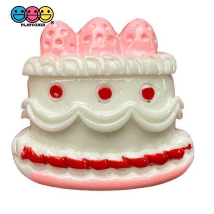 Fake Strawberry Birthday Cake Valentine’s Day Red White Pink Flatback Cabochons Decoden Charm 10 Pcs