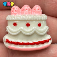 Fake Strawberry Birthday Cake Valentine’s Day Red White Pink Flatback Cabochons Decoden Charm 10 Pcs