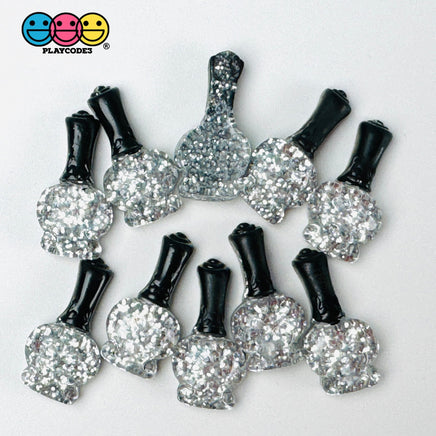Fake Tiny Nail Polish Cosmetic Flatback Cabochons Decoden Charm 8/10 Pcs Silver(10Pcs)