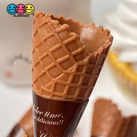 Waffle Ice Cream Cone Wrapped Silicone Soft Charms Fake Food Realistic 10 Pcs Charm