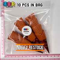 Waffle Ice Cream Cone Wrapped Silicone Soft Charms Fake Food Realistic 10 Pcs Charm