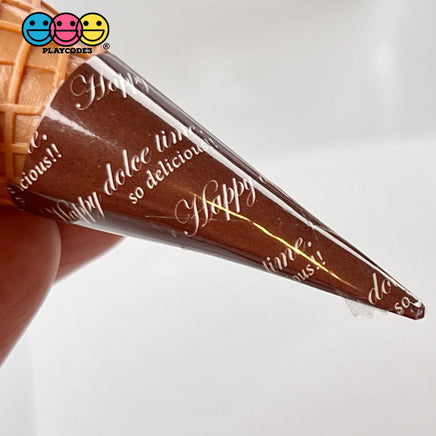 Waffle Ice Cream Cone Wrapped Silicone Soft Charms Fake Food Realistic 10 Pcs Charm