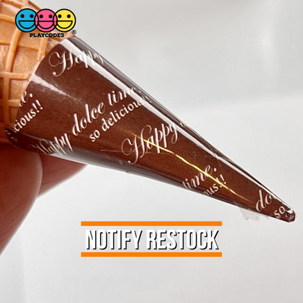 Waffle Ice Cream Cone Wrapped Silicone Soft Charms Fake Food Realistic 10 Pcs Charm