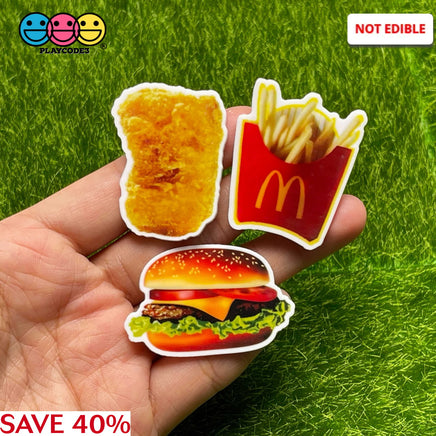 Fast Food Chicken Nuggets Hamburger French Fries Planar Planars Decoden 10Pcs Playcode3 Llc