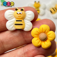 Flower Bee Flatback Charms Cabochons Flowers Bees 10Pcs Playcode3 Llc Charm