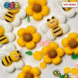 Flower Bee Flatback Charms Cabochons Flowers Bees 10Pcs Playcode3 Llc Charm