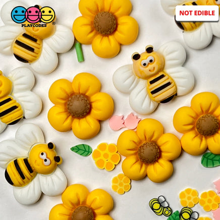 Flower Bee Flatback Charms Cabochons Flowers Bees 10Pcs Playcode3 Llc Charm