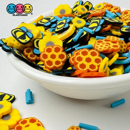 Flower Bee Honeycomb Sunflower Spring Summer Kawaii Mixes Fake Clay Sprinkles Decoden Fimo Jimmies