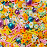 Flower Field With Beads Fake Clay Sprinkles Flowers Decoden Jimmies Funfetti 10 Grams Sprinkle