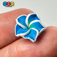 Flowers Hawaiian Plumeria Flower Charms With Holes Fake Flatback Cabochons 10Pcs Blue Charm