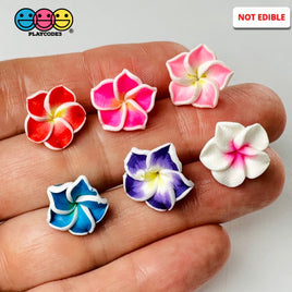 Flowers Hawaiian Plumeria Flower Charms With Holes Fake Flatback Cabochons 10Pcs Charm