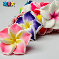 Flowers Hawaiian Plumeria Flower Charms With Holes Fake Flatback Cabochons 10Pcs Charm