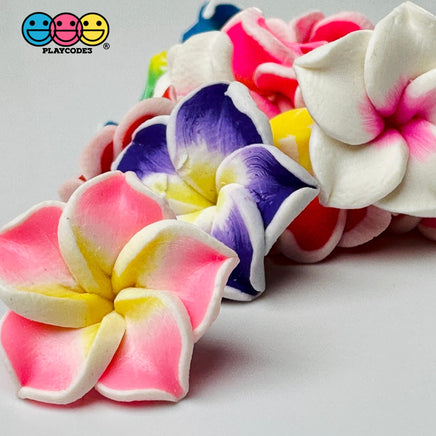 Flowers Hawaiian Plumeria Flower Charms With Holes Fake Flatback Cabochons 10Pcs Charm