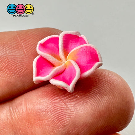 Flowers Hawaiian Plumeria Flower Charms With Holes Fake Flatback Cabochons 10Pcs Hot-Pink Charm