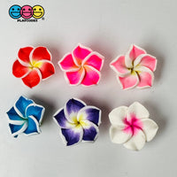 Flowers Hawaiian Plumeria Flower Charms With Holes Fake Flatback Cabochons 10Pcs Mix Charm