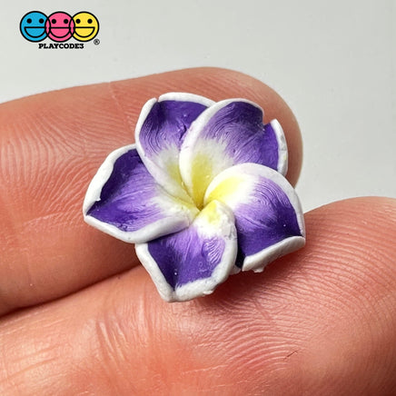 Flowers Hawaiian Plumeria Flower Charms With Holes Fake Flatback Cabochons 10Pcs Purple Charm