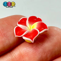 Flowers Hawaiian Plumeria Flower Charms With Holes Fake Flatback Cabochons 10Pcs Red Charm