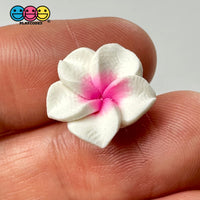 Flowers Hawaiian Plumeria Flower Charms With Holes Fake Flatback Cabochons 10Pcs White Charm