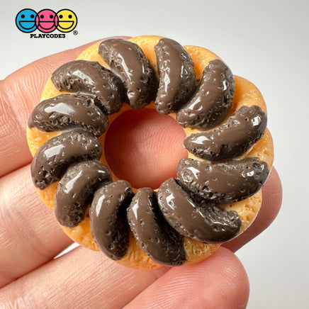 French Cruller Doughnut Mini Assorted Icing 3 Types Mixed Chocolate Strawberry Cabochons Charms 5/6