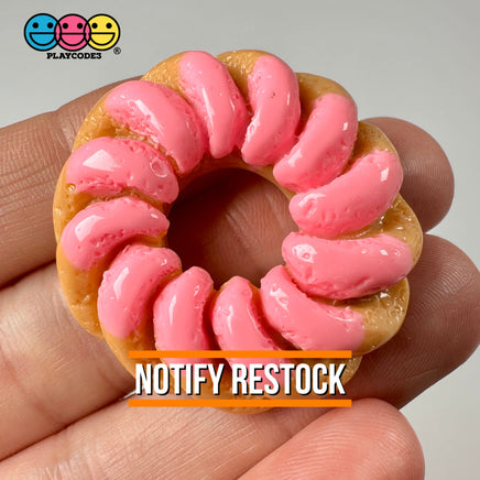 French Cruller Doughnut Mini Assorted Icing 3 Types Mixed Chocolate Strawberry Cabochons Charms 5/6