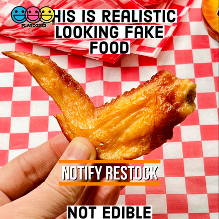 Fried Chicken Wings Fake Food Not A Toy Realistic Imitation Life Like Solid Plastic Resin 3 Pcs