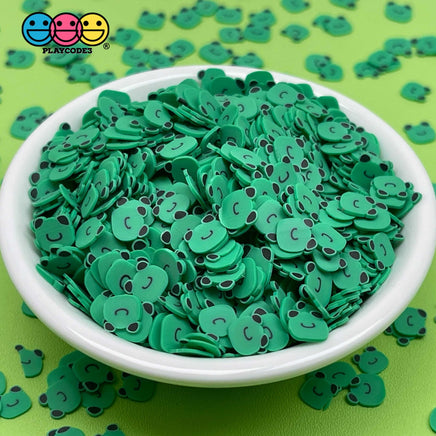 Frog Face Smiling Green Fimo Slices Fake Clay Sprinkles Decoden Jimmies Funfetti Sprinkle
