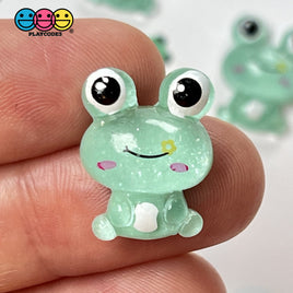 Frog Flatback Mini Charms Glitter Cabochons Frogs Decoden 10 Pcs Charm