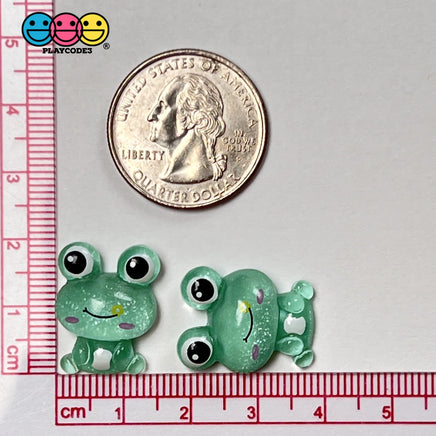 Frog Flatback Mini Charms Glitter Cabochons Frogs Decoden 10 Pcs Charm