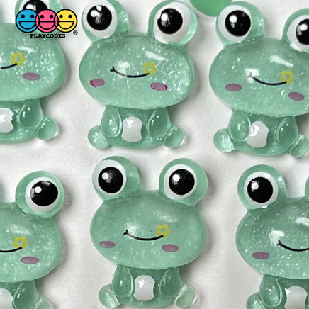 Frog Flatback Mini Charms Glitter Cabochons Frogs Decoden 10 Pcs Charm