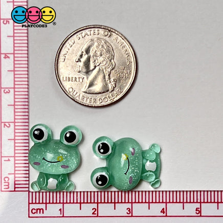 Frog Flatback Mini Charms Glitter Cabochons Frogs Decoden 10 Pcs Charm