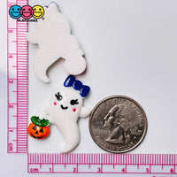 Ghost Girl Hairbow Kawaii Jack-O-Lantern Charm Halloween Cabochons 10 Pcs