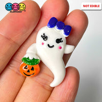 Ghost Girl Hairbow Kawaii Jack-O-Lantern Charm Halloween Cabochons 10 Pcs
