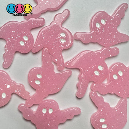 Halloween 3 Colors Ghost Glitter Pink White Black Holiday Flatback Cabochons Decoden Charm 10 Pcs
