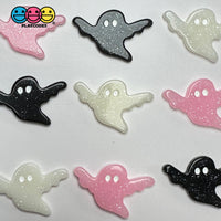 Halloween 3 Colors Ghost Glitter Pink White Black Holiday Flatback Cabochons Decoden Charm 10 Pcs