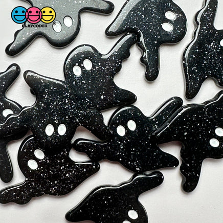 Halloween 3 Colors Ghost Glitter Pink White Black Holiday Flatback Cabochons Decoden Charm 10 Pcs