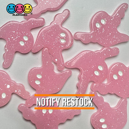 Halloween 3 Colors Ghost Glitter Pink White Black Holiday Flatback Cabochons Decoden Charm 10 Pcs