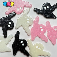 Halloween 3 Colors Ghost Glitter Pink White Black Holiday Flatback Cabochons Decoden Charm 10 Pcs