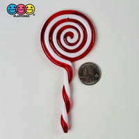 Giant Lollipop Peppermint Swirl Charm Festive Red White Twisted Stick Christmas Ornament Holiday