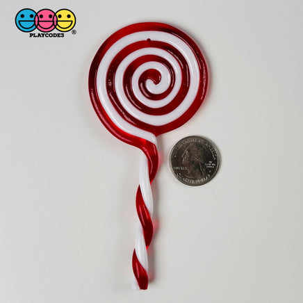 Giant Lollipop Peppermint Swirl Charm Festive Red White Twisted Stick Christmas Ornament Holiday