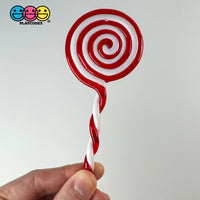Giant Lollipop Peppermint Swirl Charm Festive Red White Twisted Stick Christmas Ornament Holiday