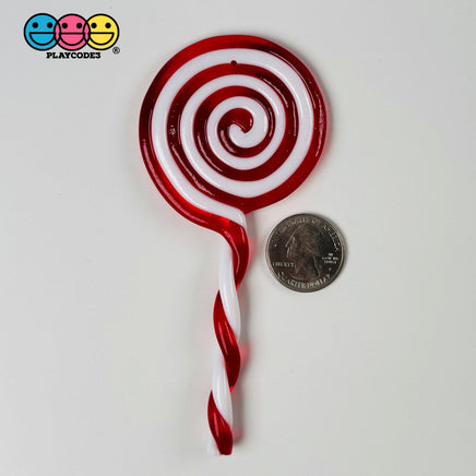 Giant Lollipop Peppermint Swirl Charm Festive Red White Twisted Stick Christmas Ornament Holiday