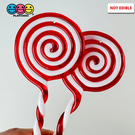 Giant Lollipop Peppermint Swirl Charm Festive Red White Twisted Stick Christmas Ornament Holiday