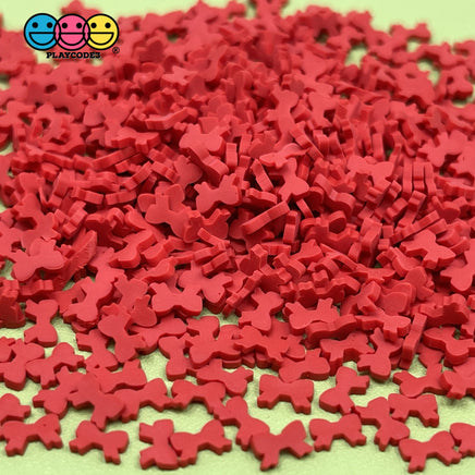 Gift Red Ribbon Bow Fake Clay Sprinkles Christmas Holiday Decoden Jimmies Sprinkle