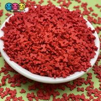 Gift Red Ribbon Bow Fake Clay Sprinkles Christmas Holiday Decoden Jimmies Sprinkle