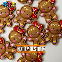 Gingerbread Girl Red Hairbow Fake Christmas Holiday Charm 10Pcs Flatback Cabochons Decoden 10 Pcs
