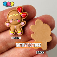 Gingerbread Girl Red Hairbow Fake Christmas Holiday Charm 10Pcs Flatback Cabochons Decoden 10 Pcs