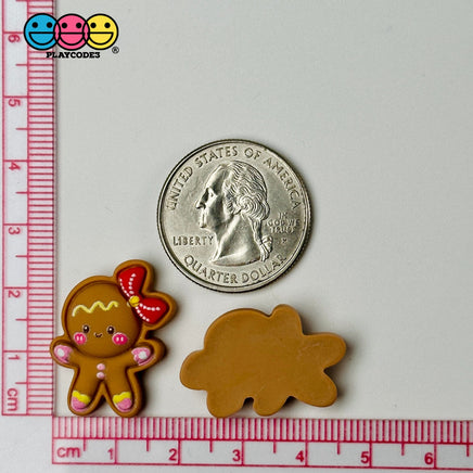 Gingerbread Girl Red Hairbow Fake Christmas Holiday Charm 10Pcs Flatback Cabochons Decoden 10 Pcs